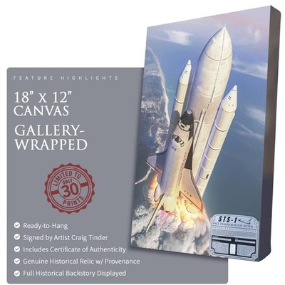 Space Shuttle Columbia- STS-1 -18''x12'' Canvas | INCLUDES: Insulation Liner Piece