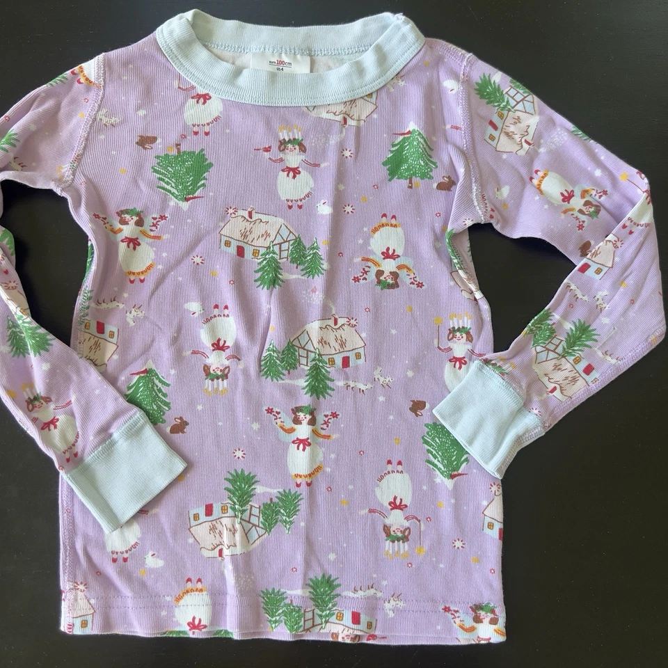 Hanna Andersson Girls Pajama Purple Fairy Top Bottoms Holiday Pjs Size 100 / 4 - Image 2 of 4