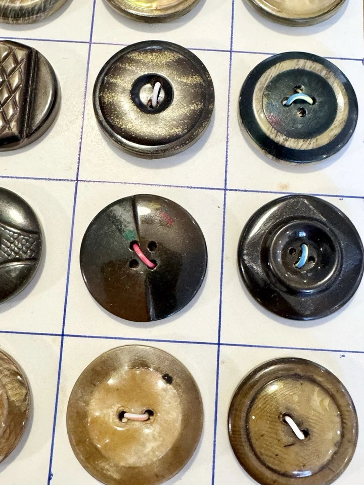 48 Old Vintage Celluloid Tight Top & Wafer Buttons on Card Large 1” - 1.25” - Image 4 of 4