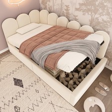 Plush Upholstered Daybed Ottoman Lift Up Storage Bed 3ft Single Sofa Bed Beige