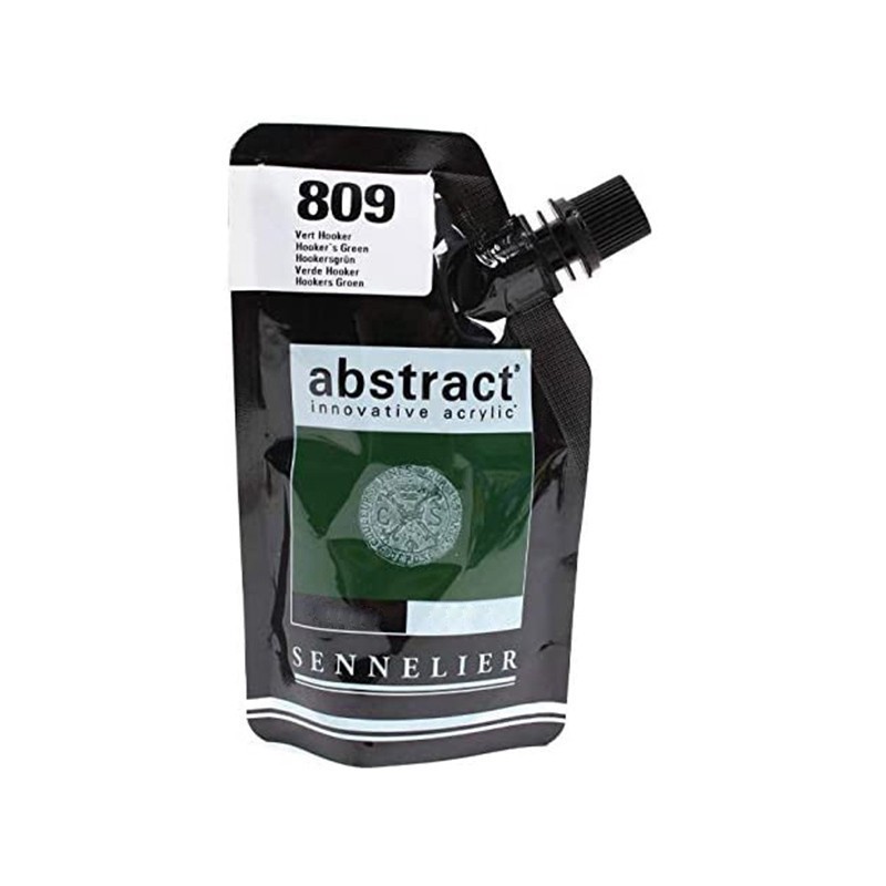 Peinture acrylique Vert Hooker 500ml Sennelier sachet pour beaux-arts et toile