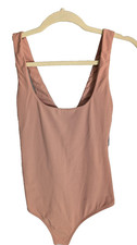 ALIX Bodysuit Womens XS Pink Scoop Neck Sleeveless Stretch Snap Gusset One Piece