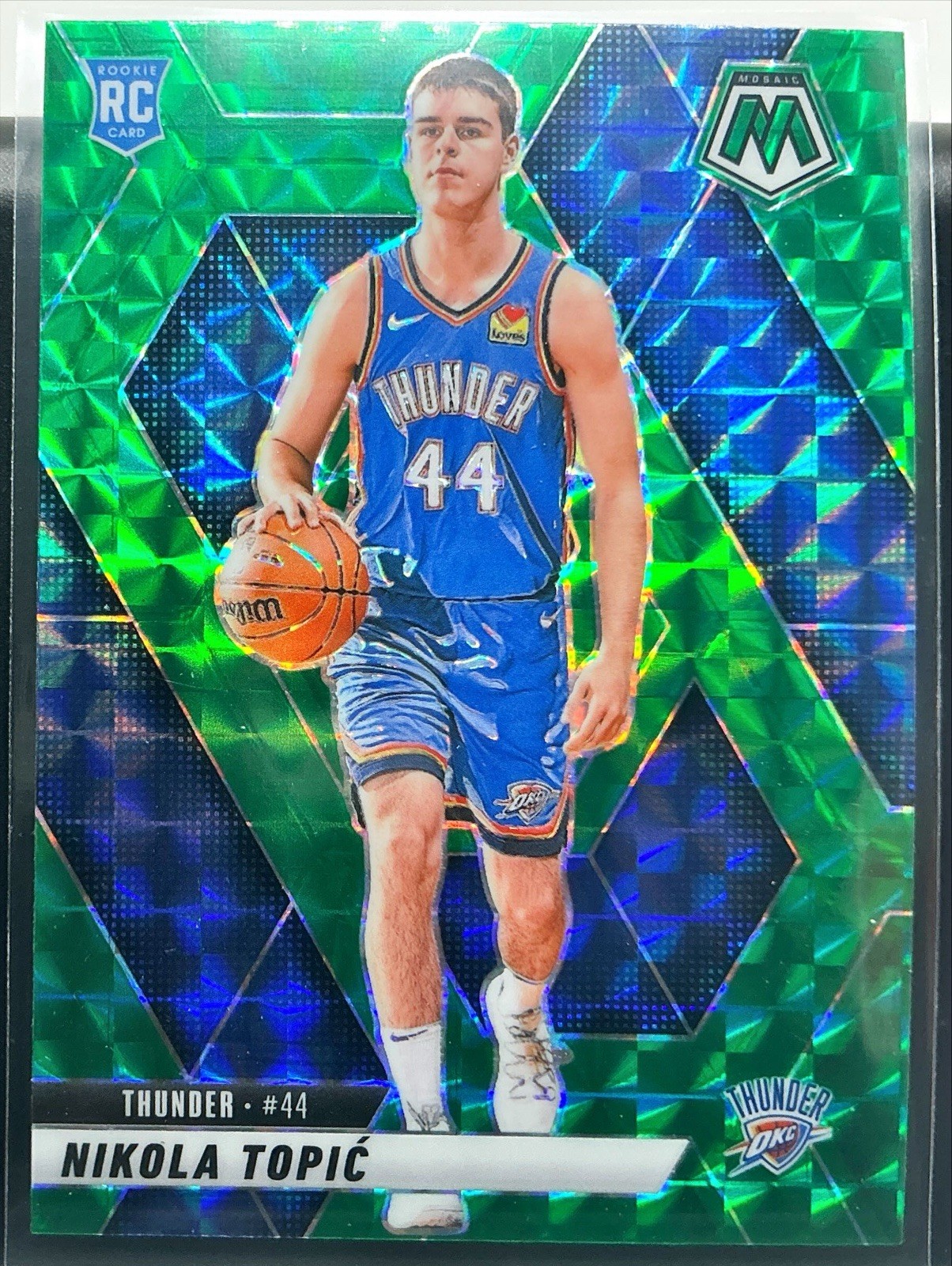 2024-25 Panini Mosaic - Rookies Nikola Topic #242 Green Mosaic Prizm (RC)
