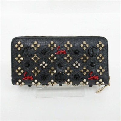 Christian Louboutin Panettone Round Zip Long Wallet Studs Black | eBay