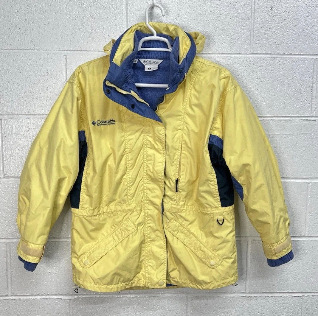 Columbia Jacket Yellow Blue Parka Coat With Fleece Zip Out Liner Women’s Medium