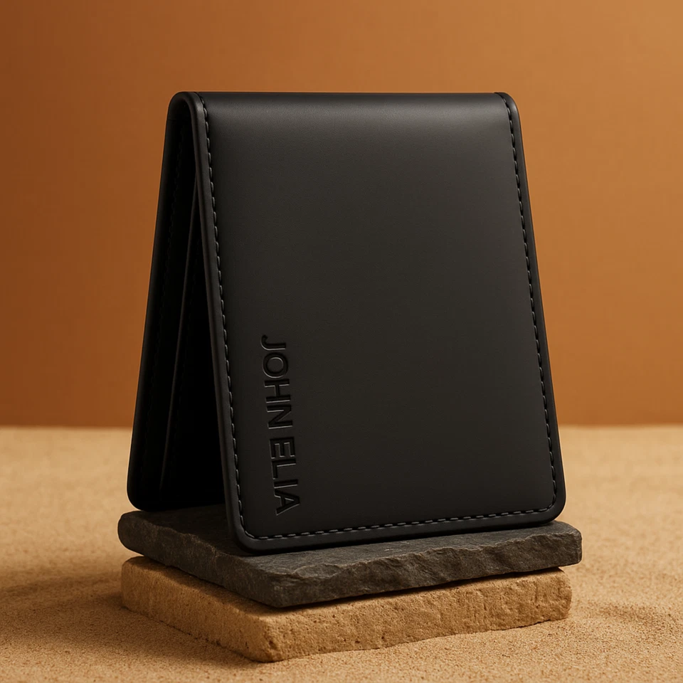 JOHN ELIA YOUSHA ELIA Echtleder Portemonnaie Herren Schwarz – Slim Wallet mit Münzfach