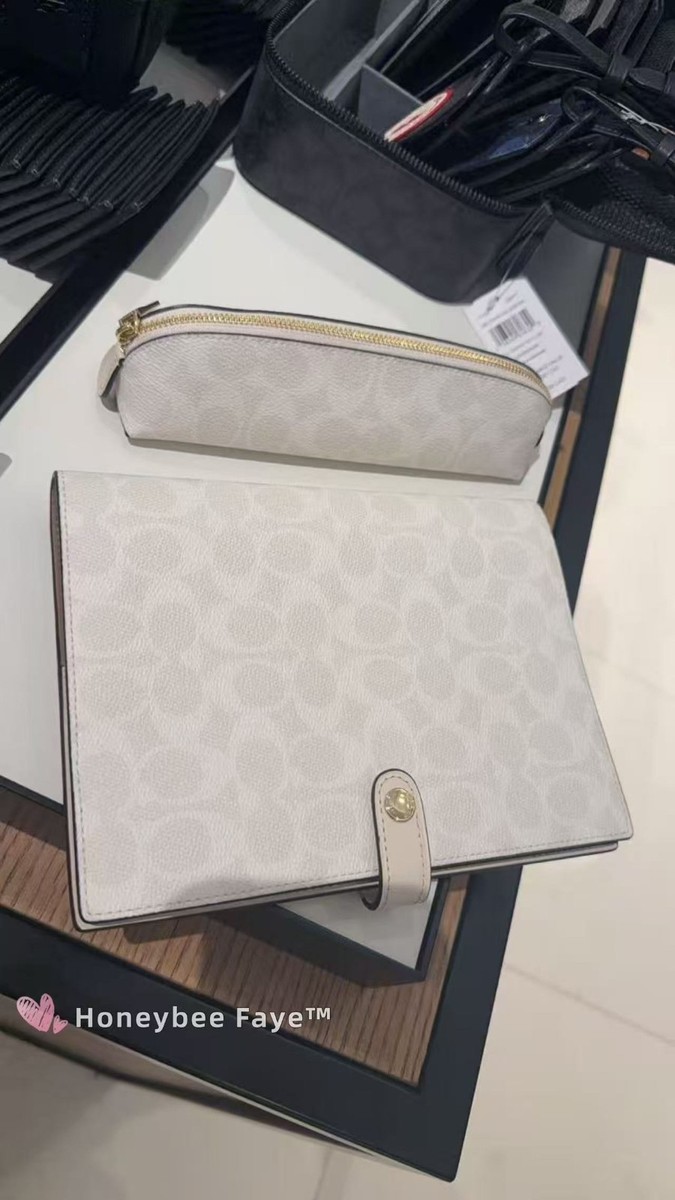 NWT Coach notebook & pencil case bundle In Signature Canvas Gold