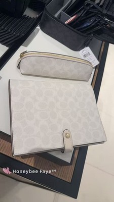 NWT Coach notebook & pencil case bundle In Signature Canvas Gold