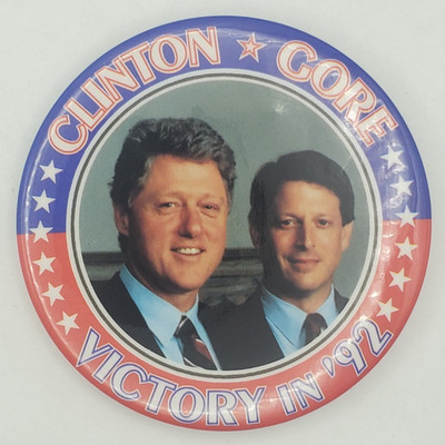 Vintage Clinton Gore Victory In 92 Presidential Campaign Pinback Button