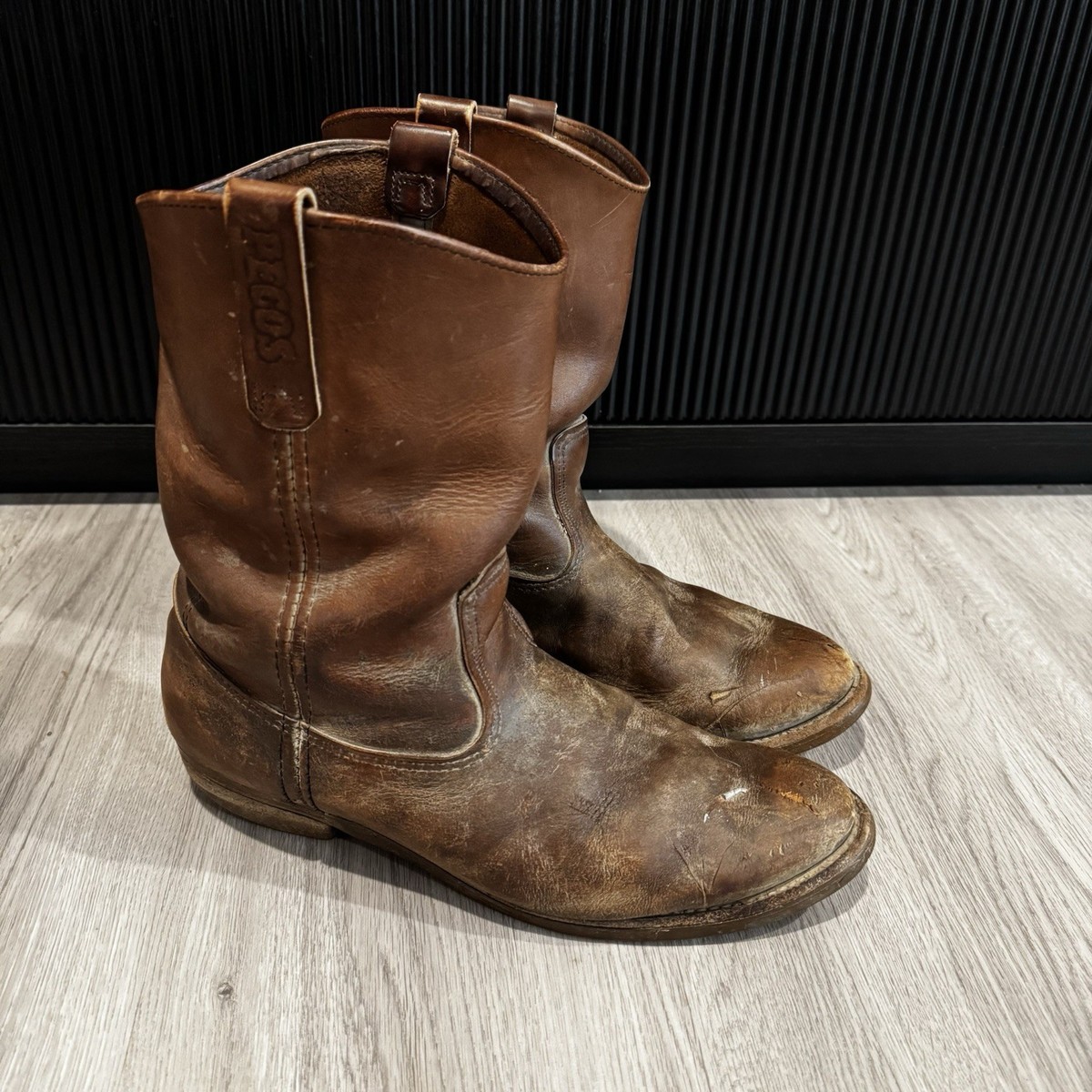 Vintage Red Wing Pecos Boots 1155 Mens Brown Leather Distressed 13