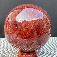 717G Rare strawberry crystal sphere polished ball healing decor