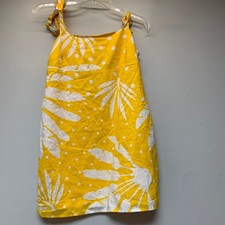 Express Sun Dress Womens XS Yellow Excellent Linen Blend Tropical Polka Dot Mini