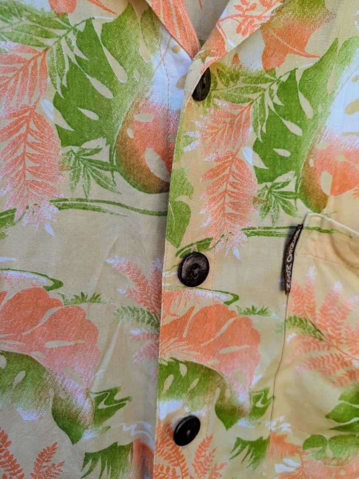 Camisa hawaiana vintage con estampado tropical Mango Moon para hombre talla L  Foto 3 de 4