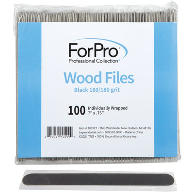 Forpro Professional Collection Wood Nail File, Black, 180/180 Grit, Double-Sided