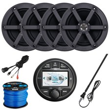 JBL PRV-275 Gauge Marine Bluetooth Receiver, 4x 6.5" 100W Speakers, Accessories