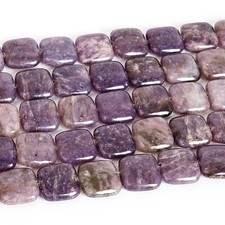 Smooth Purple AAA Lepidolite Square Gemstone Beads 15X15X5MM Full Strand 15"
