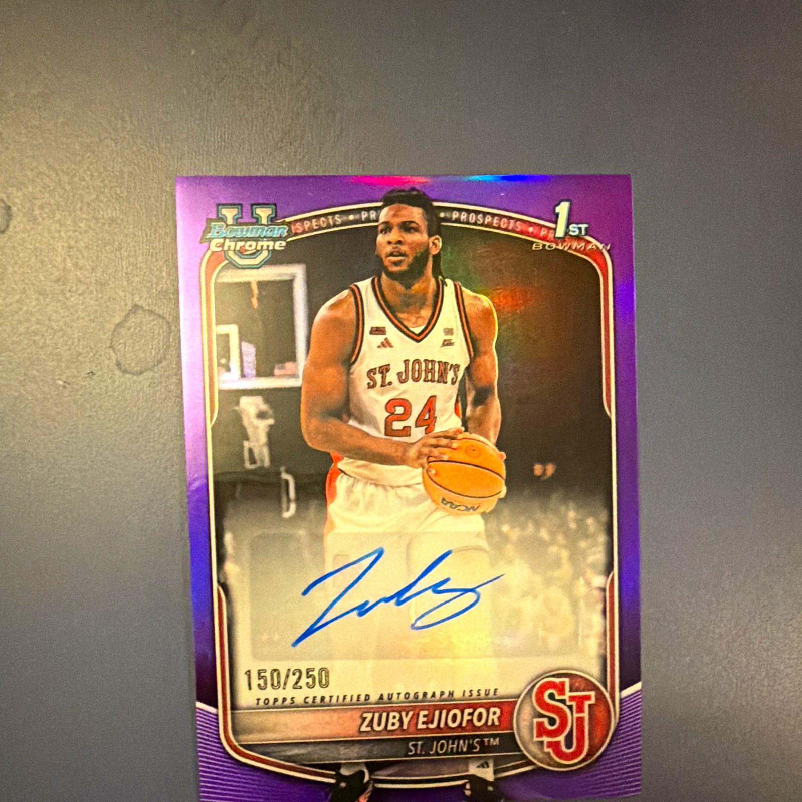 Topps 2025-26 Bowman Chrome Zuby Ejiofor RC Auto Purple Refractor /250