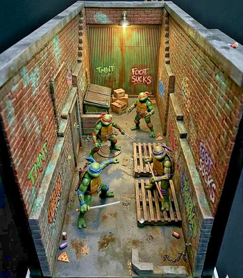 1:18 Scale TMNT Alleyway Swap Street Diorama 3D Printed Urban Display for 4-In
