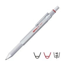 rOtring 600 3 in 1 Multifunction Pen Permanent Silver Ballpoint Pencil Stylus