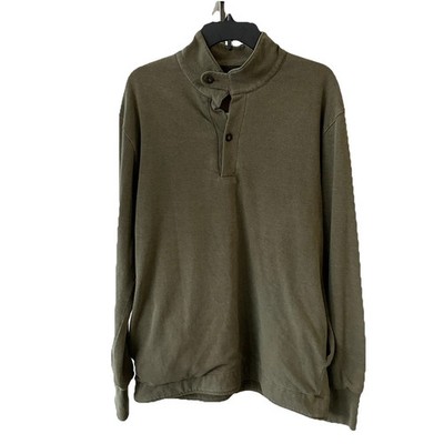 Monrow Herren Khaki Mock Neck Button Strickpullover Größe M