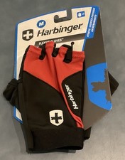 Harbinger Flexfit Fitness/Exercise Red/BLK Gloves Padded Leather Palm Breathable