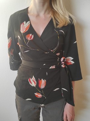 Zara Basic Wickelbluse Kimonotop Floral S