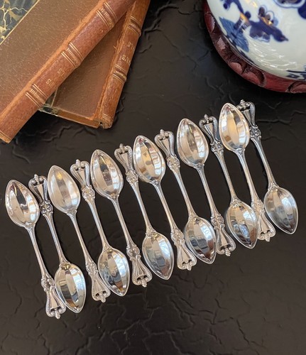Set 12 Towle Old Colonial Sterling Silver Demitasse Tea Coffee Spoon American 4” - Picture 2 of 12
