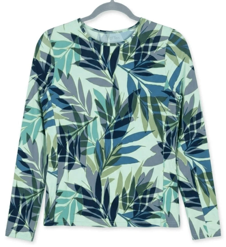 Hang ten womens small top upf 50 uv sun protection shirt spruce green Hawaiian