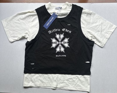 Aelfric Eden Punk Emo Goth Preppy Oversized Distressed T Shirt Vest XS NWT