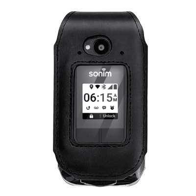 CBUS Fitted Leather Case with Rotating Belt Clip for Sonim XP3 Plus Black