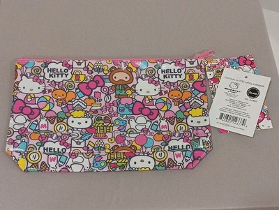 Sanrio Hello Kitty Cosmetic Makeup Bag Pouch Pink AOP Zipper New With Tags