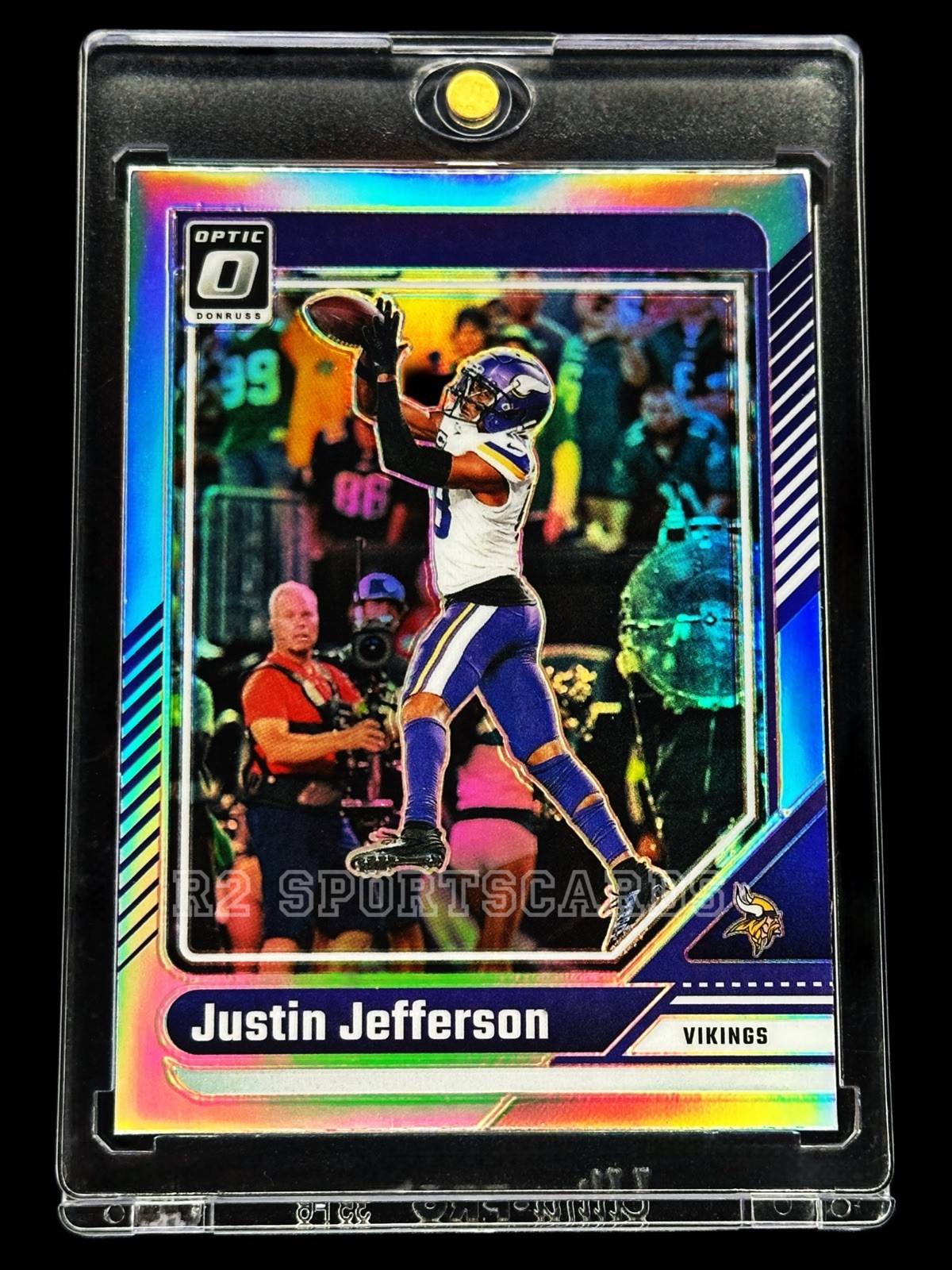 JUSTIN JEFFERSON SILVER PRIZM RARE HOLO Optic Refractor Card - VIKINGS