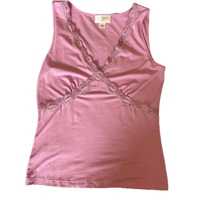 Ann Taylor LOFT Babydoll Tank Top XS Lt Violet Pink Lace Sequin Detail