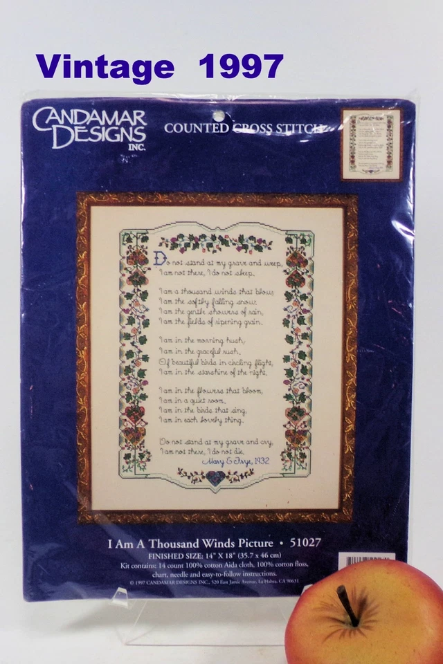 Kit de punto de cruz contado Candamar $51027 mil palabras vintage 1997 14x18 NUEVO Foto 2 de 4