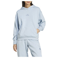 adidas All Season Fleece Embroidered Pullover Hoodie Womens Blue Casual Outerwea