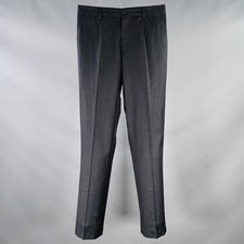 DOLCE & GABBANA Size 30 Black Navy Dots Virgin Wool Silk Tapered Dress Pants