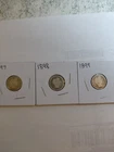3 Barber Coins 1897, 1898 And 1899 Barber Dimes
