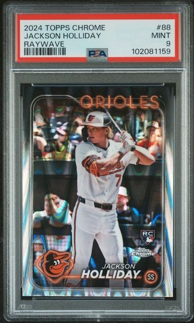 Jackson Holliday 2024 Topps Chrome Rookie Card Raywave Refractor PSA 9 #88 RC