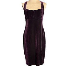 Vintage David Meister Wine Burgundy Velvet Dress Sz 8 USA Made Holiday Party