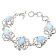Milky Opalite Gemstone Handmade 925 Sterling Silver Jewelry Bracelet Size 7-8"