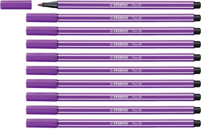 Premium Fibre-Tip Pen - STABILO Pen 68 - Pack of 10 - Lilac