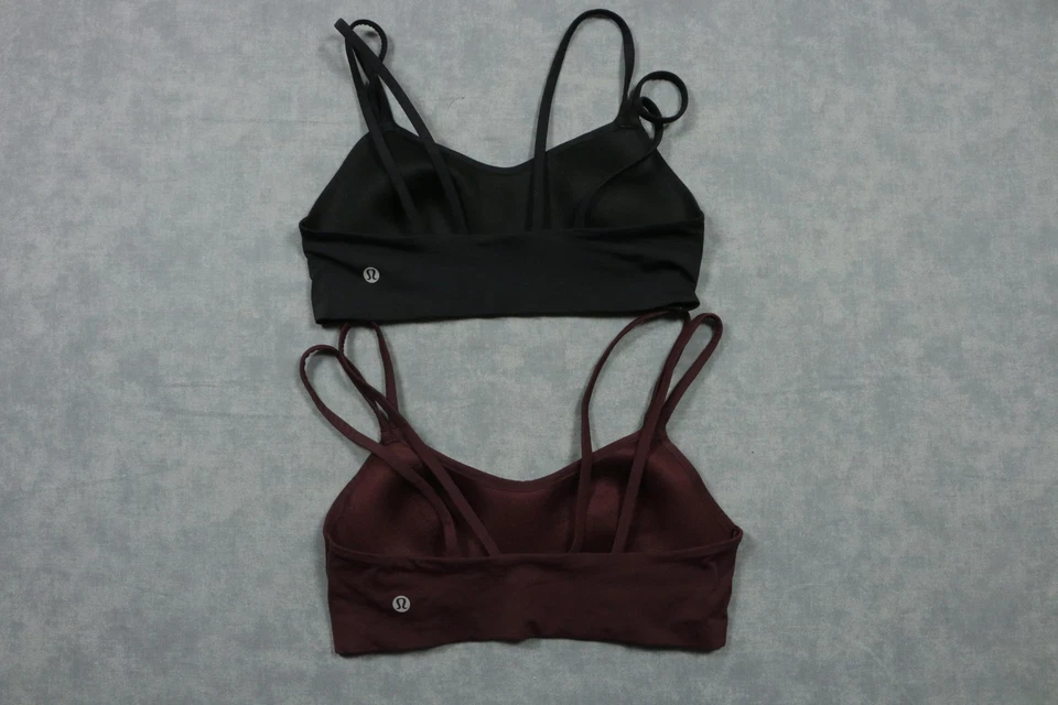 Lululemon Sports Bra Womens 6 Black Burgundy Strappy Yoga Workout Lot of 2 - Image 4 of 4