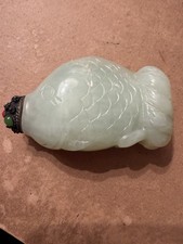 Snuff Bottle China  Schnupftabak Flasche Fisch Jade Stein