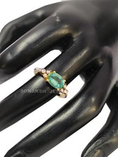Emerald Diamond Ring: Handmade 925 Sterling Silver May Birthstone Ring