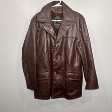 Vintage Sears Roebuck The Leather Shop Leather Jacket Men's Size 38 R 70’s Brown