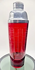 MCM Ruby Red Cocktail Shaker Drink Mixer Glass Vintage Barware Tavern Deco