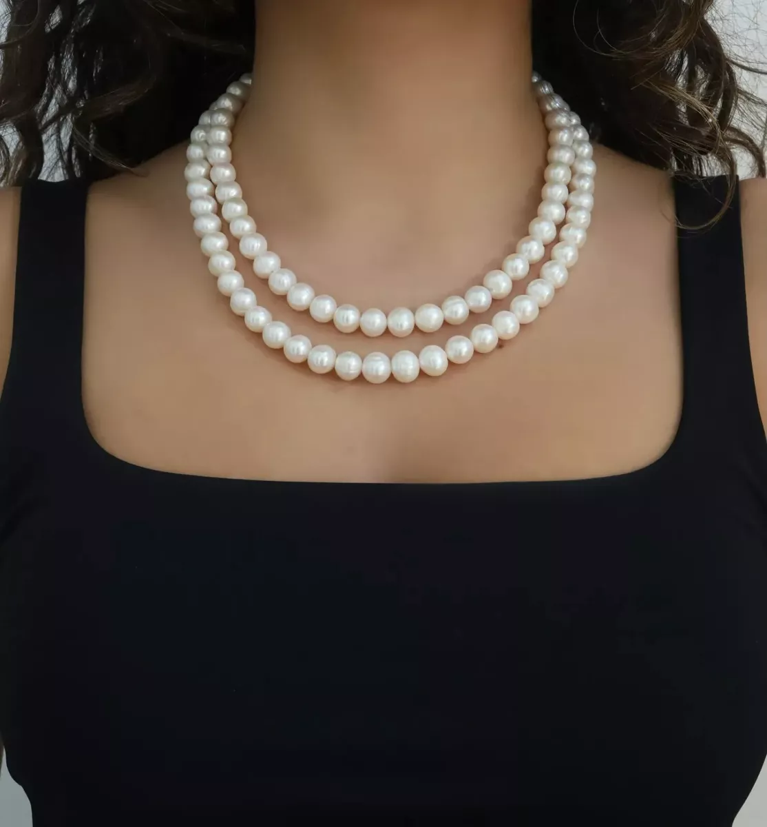 2 Strand Freshwater Pearl Necklace Genuine Pearls White Pearls Bridal Pearls