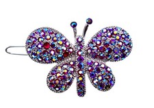Crystal Butterfly Hair Pin,Pink Crystals,Decorative Silver Metal,Crystal Antenna