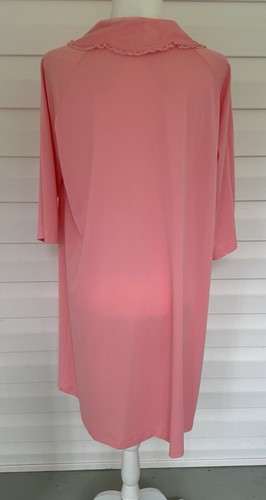 Vintage Shadowline Coral Color Nylon Robe Medium 3/4 Length Sleeves 70's - Picture 7 of 11