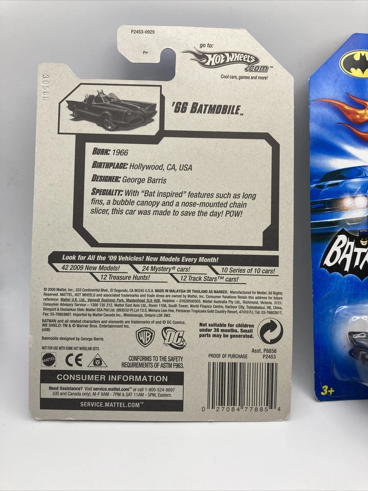 2009 HOT WHEELS BATMAN 66 BATMOBILE NO133 TARGET SNOWFLAKE & 2007 15/180 NO15 - Изображение 4 из 4